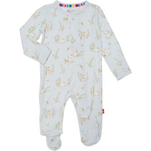 Hoppily Ever After Bunny Print Magnetic Footie