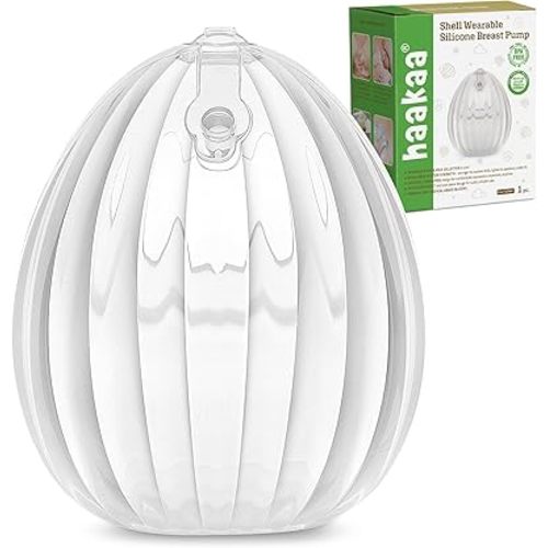 haakaa Wearable Shell Breast Pump 2-in-1 Hands-Free & Passive Silicone Milk Catcher | Discreet & Comfortable | Prevents Nipple Irritation | Easy to Clean and Use for Leakage Collection, 120ml -1 pc