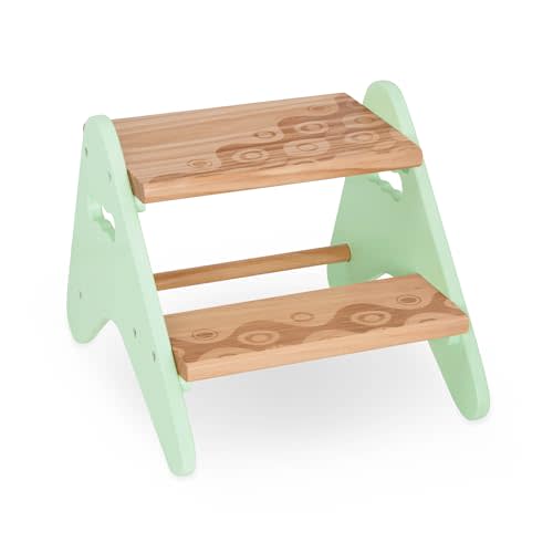 B. toys Step Stool For Kids Wooden Stepping Stool Step Stool For Bedroom, Bathroom, Kitchen Furniture For Toddlers, Kids 2+ Years Peek A Boost Mint