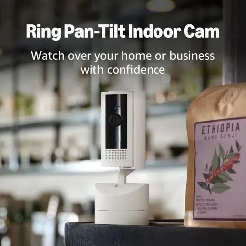 Ring Pan-Tilt Indoor Cam | See all around your home or business with 360° pan coverage, HD video, plus Two-Way Talk (2024 release) | White
