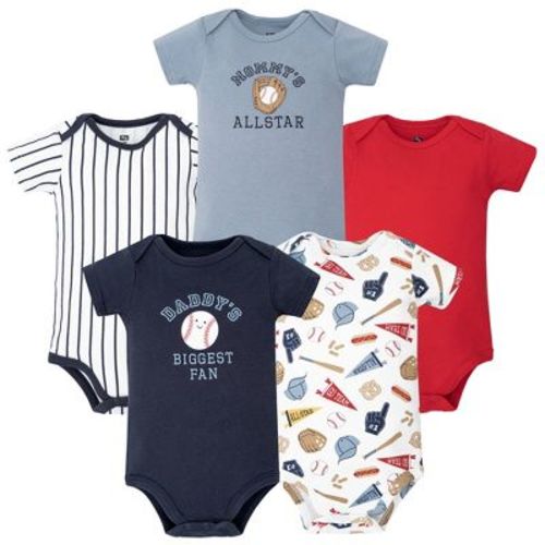 Hudson Baby Infant Boys Cotton Bodysuits 5-Pack, Baseball Biggest Fan, 6-9 Months