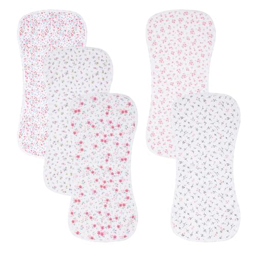Gelisite 5 Pack Cotton Baby Burp Cloths Extra Absorbent Soft for Baby Boys and Girls (Flower-2)