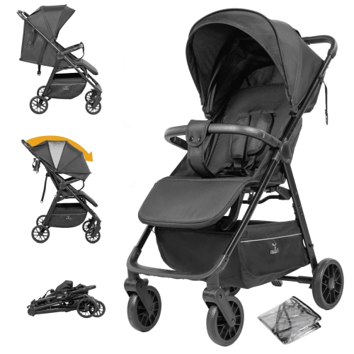 Lightweight Baby Stroller Portable Travel Stroller Infant Carriage Bassinet Stroller with Compact Fold for Newborn/Child/Toddler,Adjustable Canopy,Net,Cup Holder,One-Hand,Unisex Black