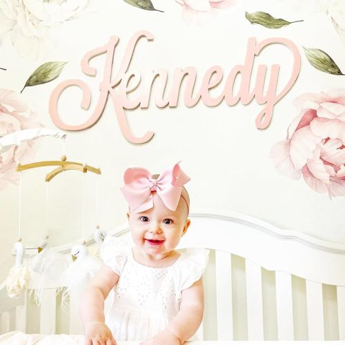 Custom Wood Name Sign for Nursery or Kids Room | Instant Font Preview + Multiple Styles Available Unpainted, Painted, or Stained | Personalized Baby Gift (Unpainted Quick Ship Name Sign)