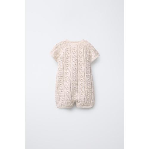 SHORT KNIT JUMPSUIT - Light beige | ZARA United States