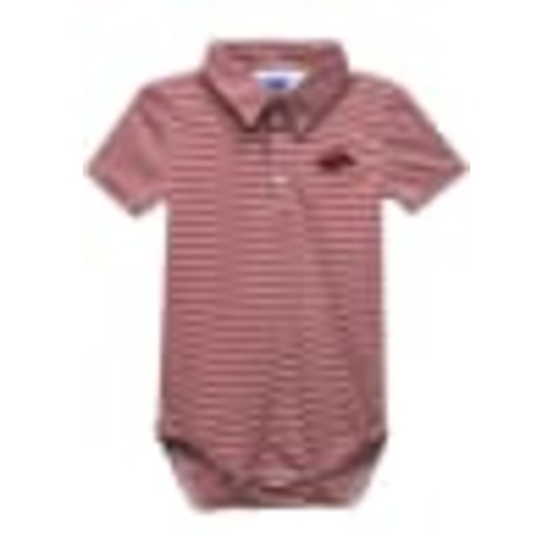 Vive La Fete Arkansas Razorbacks Baby Red Pencil Stripe Polo Romper - 16160610