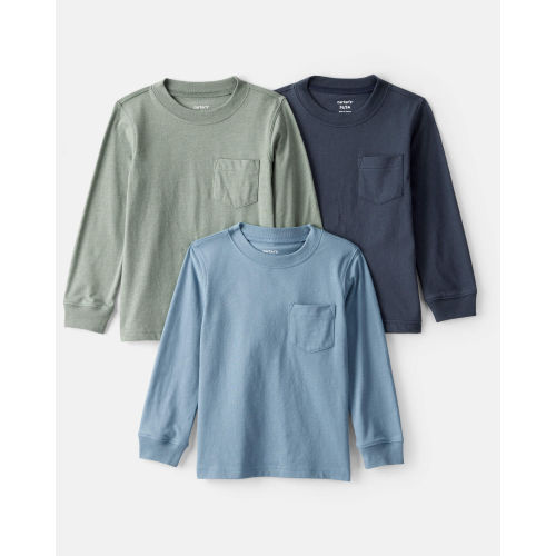 Toddler Boy 3-Pack Long-Sleeve T-Shirts - Blue/Green - Carter's | Carter's