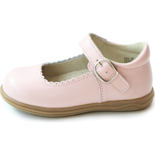 Chloe Classic Scalloped Leather Mary Jane, Pink - Angel Shoes | Maisonette