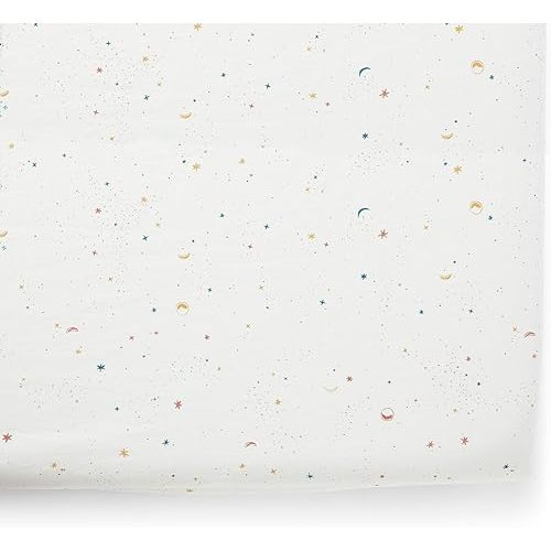 Pehr Crib Sheet, Celestial | Breathable Brushed Organic Cotton for Soft Sleep | Snug Fit | Reusable Fabric Bag Packaging | Standard Crib Mattresses up to 52”L x 28”W x 8”H