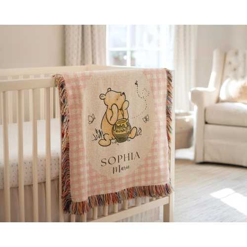 Winnie the Pooh Baby Boy Blanket Personalized Baby Blanket Classic Pooh Nursery Blanket Pooh Bear Blanket with Name Pooh Baby Shower Gifts