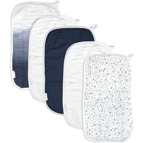 HonestBaby Unisex Baby Multipack Woven Burp Cloths Soft Absorbent Multi-Layered 100% Organic Cotton