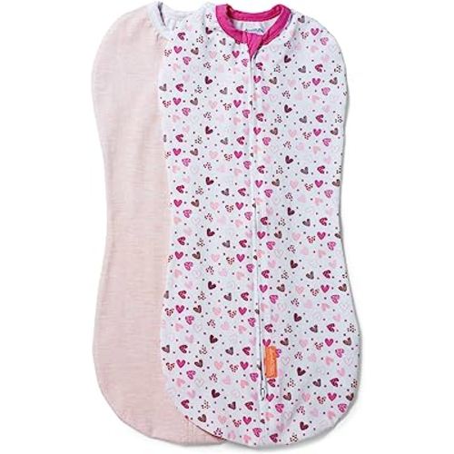 SwaddleMe Pod – Size Small/Medium, 0-3 Months, 2-Pack (I Heart You )