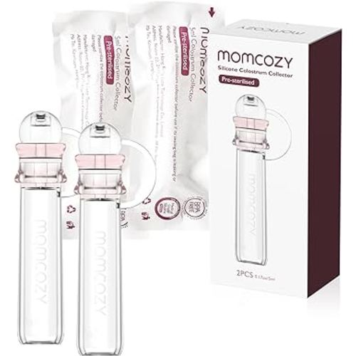 Momcozy Colostrum Collector Reusable Breast Milk Collector, Portable Colostrum Container Can be Feeding Baby, Multi-Use Collector BPA Free, 5ml-2pcs