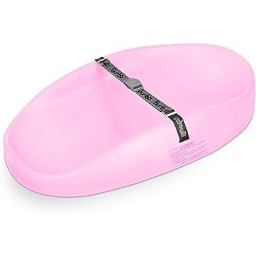 Bumbo Baby Changing Pads for Dresser or Table Top, Portable & Wipeable Non Slip Soft Contoured Diaper Change Station with Harness, Cradle Pink