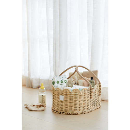 Baby Diaper Caddy Organizer "POPPY" Handmade & Natural by BEBE BASK® – BEBE BASK