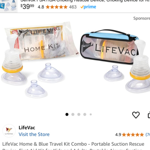LifeVac Home & Blue Travel Kit Combo - Portable Suction Rescue Device, First Aid Kit for Kids and Adults, Portable Airway Suction Device for Children and Adults