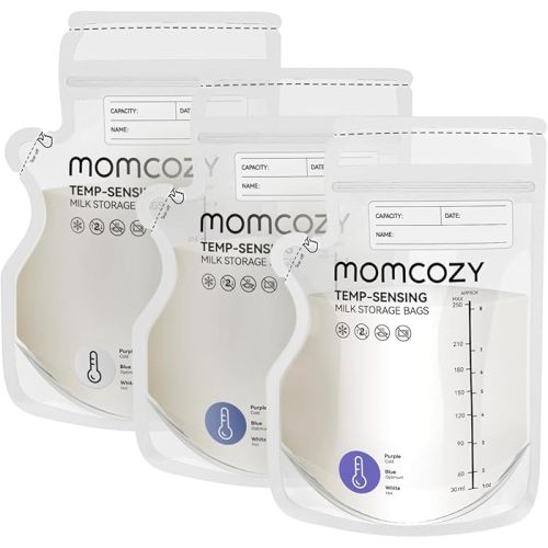 Amazon.com: Momcozy Easy Pour Breastmilk Storage Bag, 8Oz, Temp-Sensing Color Change, 120 Count Milk Bag with Self Standing for Breastfeeding, No Leak Presterilized for Freezer, Recyclable & BPA Free : Baby