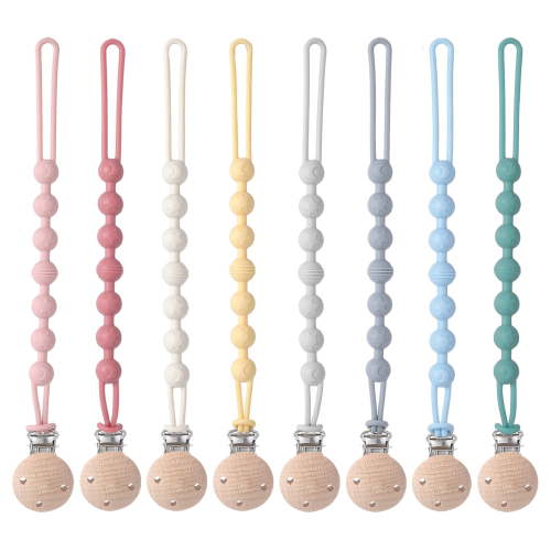 KABOER 8Pcs Pacifier Clips Silicone, Neutral Pacifier Clips for Baby Boys and Girls - Flexible and Rust-Free Holders for Teething Relief, Safe for Newborns