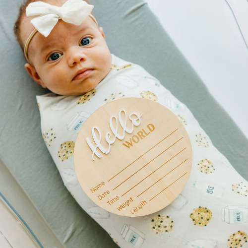 3D Acrylic Wooden Announcement Sign - Hello World