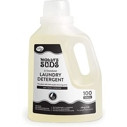Molly's Suds Liquid Laundry Detergent | Natural Laundry Detergent Soap for Sensitive Skin | 2x Concentrated, High Efficiency (HE) | Unscented - 100 Loads