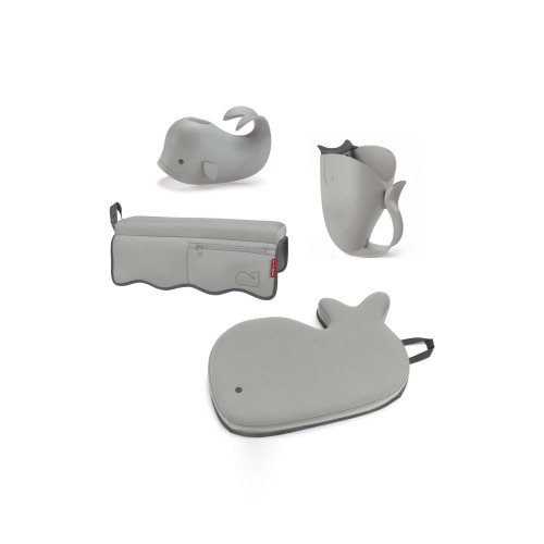 Skip Hop Moby Bath Time Essentials 4-Piece Kit, Grey
