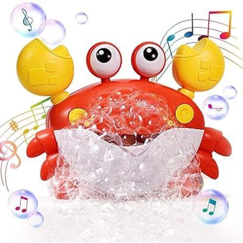 Crab Bubble Machine Baby Bath Toy, Kids Bath Bubble Maker Toy with Suction Cup, Cute Cartoon Crab Bubble Maker Musical Bath Toy for Boy Girl Pool Party Gift