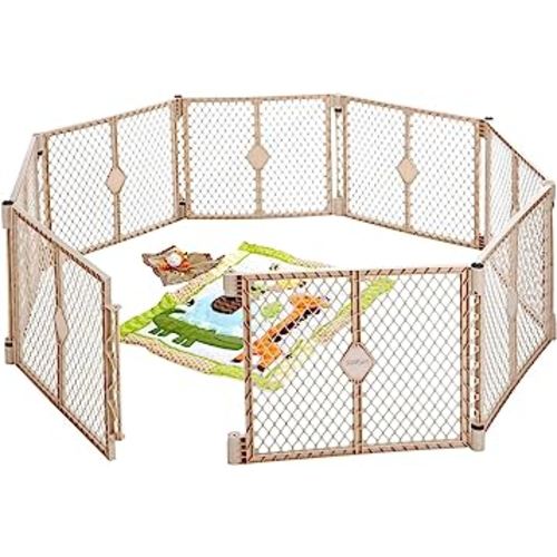 Toddleroo by North States - Superyard Baby Play Yard: Freestanding 8-Panel Baby Playpen - Indoor or Outdoor Use - Made in USA - Encloses Up to 34.4 Square Feet - 26 Inches Tall - Sand