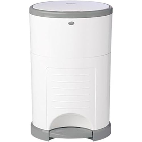 Diaper Dekor Plus Hands-Free Diaper Pail | Largest & Easiest to Use | Just Step–Drop–Done | Doesn’t Absorb Odors | Quick Bag Change | Great for Cloth Diapers | 70% Recycled Materials | EKO White
