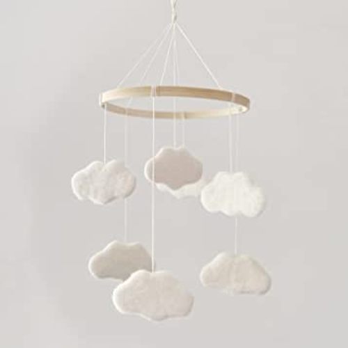 Baby Mobile for Boho Crib - Felt Cloud Mobile - Gender Neutral Baby Mobile - Boho Nursery Decor - Crib Mobile for Girls, Boys - Mobile for Bassinet, Pack N Play - Cloud