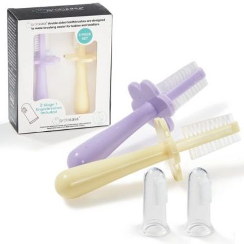 Grabease Infant Toothbrush Baby Finger Toothbrush Infant Toothbrush, BPA-Free & Phthalate-Free, 2 pack, Lavender and Yellow