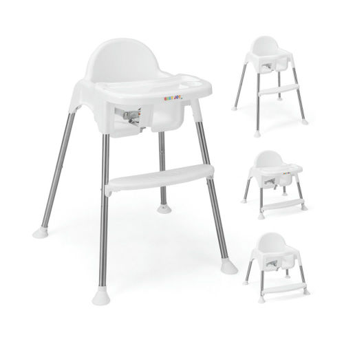 Kadyn Baby Highchair, High Chairs,Toddler Chair, 4-in-1 Convertible Baby High Chair with Removable Double Tray-White