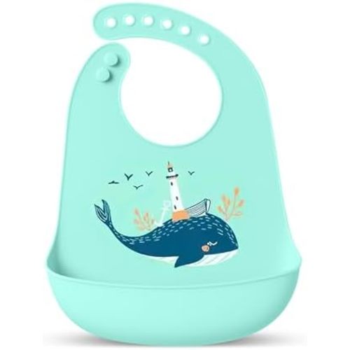 Silicone Baby Feeding Bibs – Waterproof, BPA-Free, Soft & Adjustable with Crumb Catcher – Easy to Clean