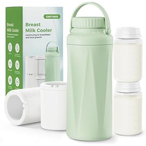 Portable Breast Milk Cooler Bottle-22oz Breastmilk Chiller for Outdoor Travel Mom, Keeps Milk Fresh Cooling for 24 Hours,Breastfeeding Essentials with 2pcs Bottle for Breastmilk Storage