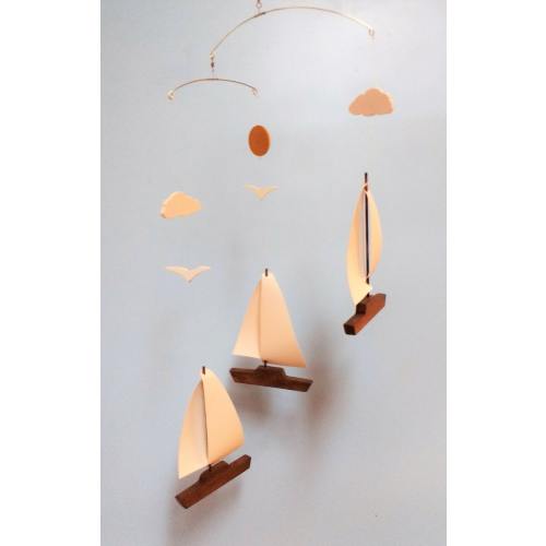Sailboat Mobile-Y30,Baby Mobile,Sailboat,Sail,Seagulls,Clouds,Sun,Sailboat Decor,Mobile,Baby Shower Gift,Nautical,Nursery Mobile,Ocean Art