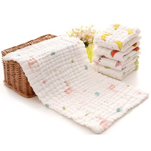 Herrnalise Newborn Baby Cartoon Printing Water Wash Cotton Face Wash Towel Saliva Towel