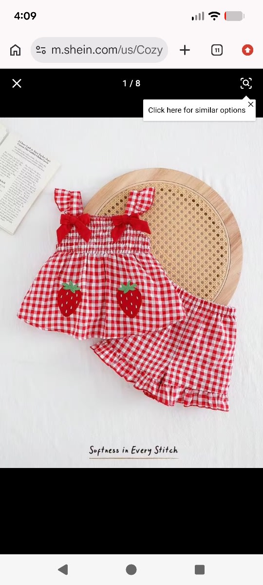 Cozy Pixies 2pcs Baby Girl Strawberry Pattern Ruffle Collar Top And Elastic Waist Shorts Set | SHEIN USA