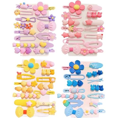 4 pack Girl Hair Clips Cute Hair Accessories for Kids Candy Color Hair Accessory for Little Girls Kids Teens,Multiple Patterns