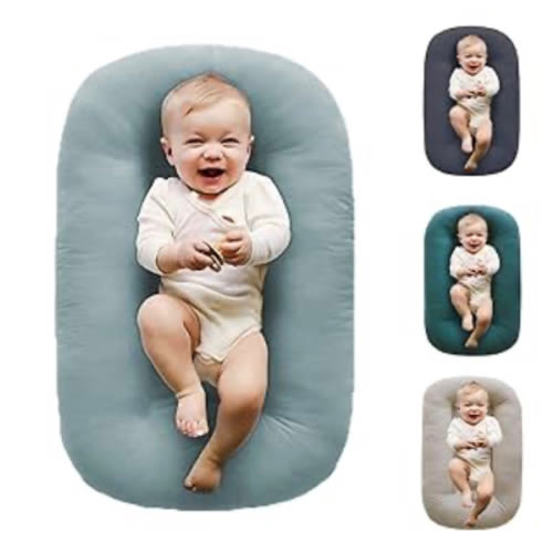 Baby Lounger for Newborns, Soft Baby Nest & Floor Cushion, Portable Diaper Changing Pads for Boys & Girls 0-12 Months(Misty Blue)