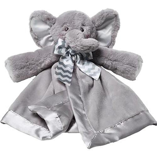 Bearington Baby Lil' Spout Snuggler, 15 Inch Gray Elephant Plush Stuffed Animal Security Blanket Lovey for Babies