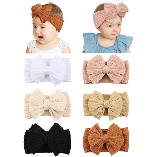 Rust Baby Headbands with Bows, Cute Headband Bow for Baby Girls Infant Head Wraps Newborn Toddler Bonnet Unisex Gifts(03H-06)
