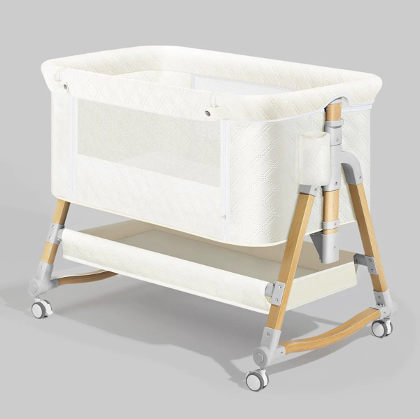 HARPPA Cuddly 3-in-1 Baby Bassinet Bedside Sleeper for Reflux | Attaches to Bed, Adjustable 5 Heights, Non-Toxic & CPSC Certified | Sturdy Aluminum Frame, Portable Wheels, Tool-Free Setup, Gentle Rocking | Perfect for Newborns, Infants, Small Spaces & Saf