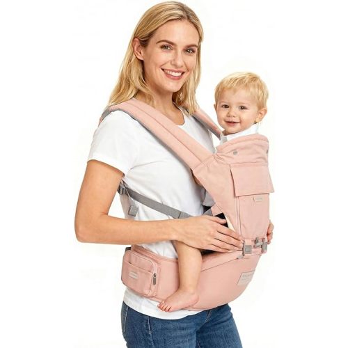YIYUNBEBE Baby Carrier Newborn to Toddler Baby Carriers with Seat Infant Baby Holder Backpack Baby Carriers Front and Back for Carrying and Hiking (Pink)