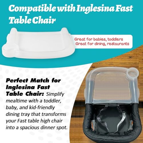 Baby Dining Tray Competible with Inglesina Fast Table Chair Portable Baby Feeding Tray for Clip-On Fast Table Chair Ideal for Baby Toddler Perfect for Meal Restaurant BPA Free Plastic - Clear - Only Tray