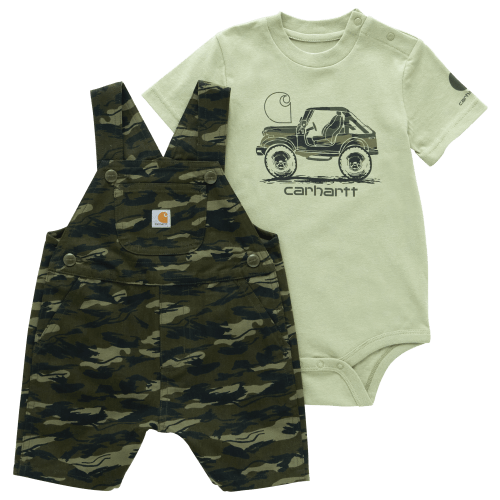 Carhartt Short-Sleeve Bodysuit and Canvas Camo Shortalls Set for Babies