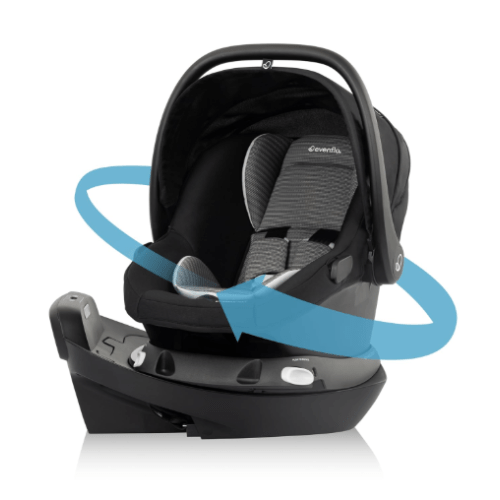 Evenflo Shyft Intuiti Travel System with Revolve180 LiteMax NXT Rotational Infant Car Seat, 2025, Base Model, Black Shale