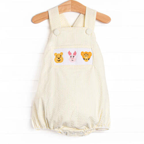 Fun Friends Smocked Bubble, Yellow Seersucker – Stitchy Fish