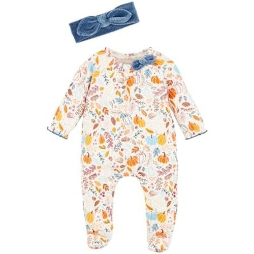 Mud Pie Baby Girl Sleeper, Pumpkin Floral