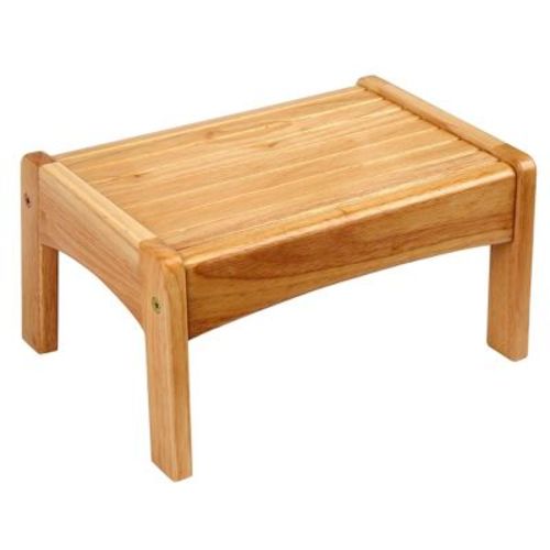 Slatted Kids' Step Stool Oak Finish - WildKin: Wooden Stepping Stool for Toddlers, Rubberwood, 200 lb Capacity