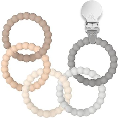 Ryan & Rose Cutie Clinks Attachable Teether Chew Toy for Babies (Neutral)