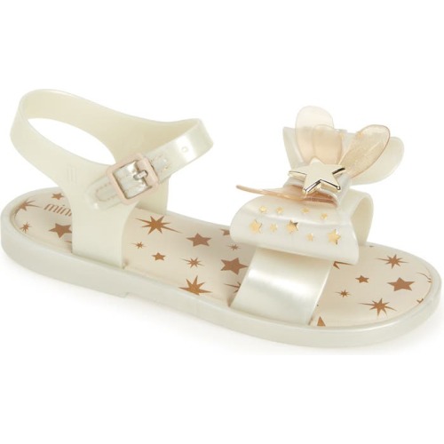 Walker & Toddler Kids' Mini Mar Star Sandal, 5 M, White Metallic